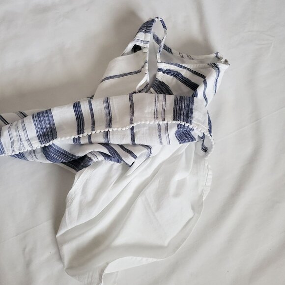 POLO Ralph Lauren Girls Blue Striped High Neck Pom-Pom Hem Sleeveless Top Sz 10 - Picture 8 of 12